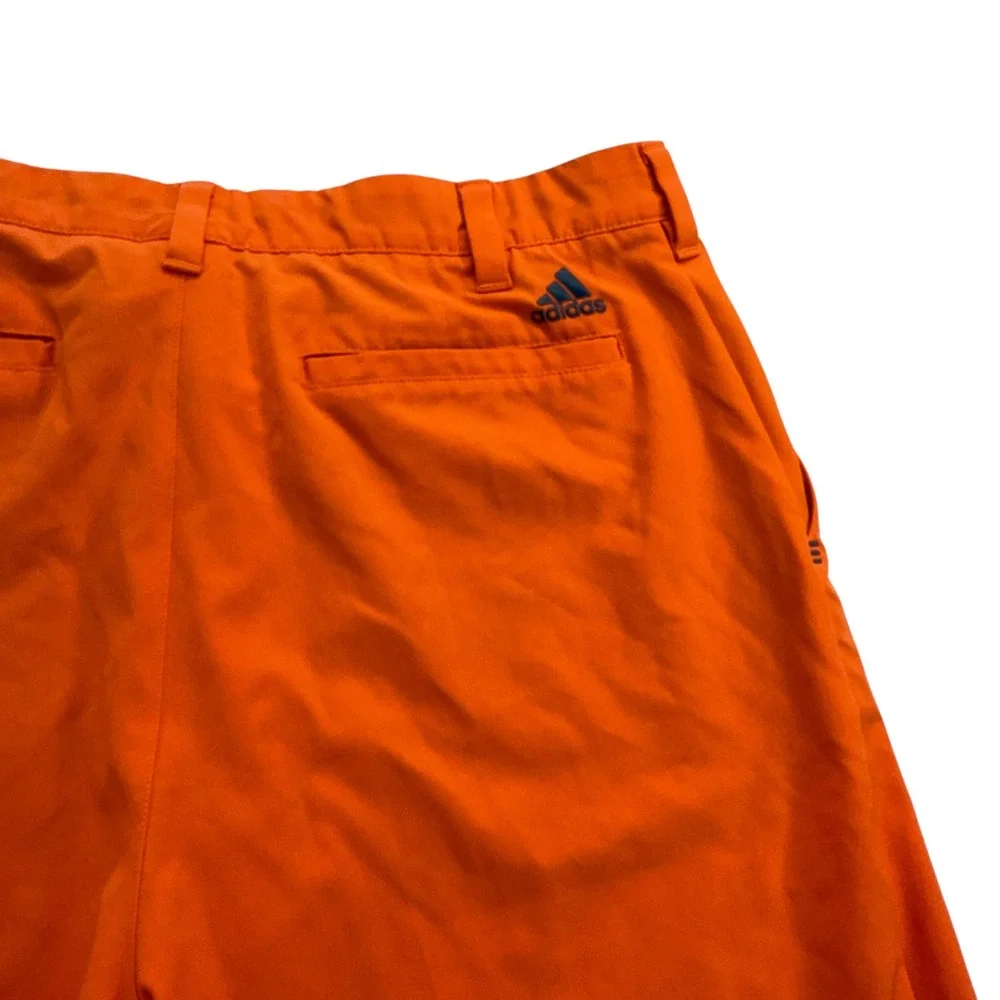 Adidas Mens Golf Shorts Orange Stretch Performance Flat Front 10